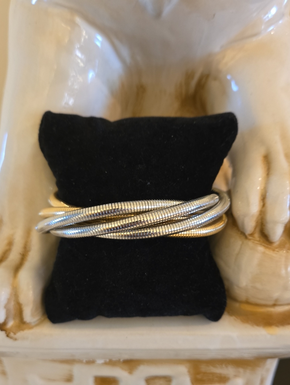Silver-Tone & Gold Multi Strand Coil Bangle Bracelet - Women Jewelry